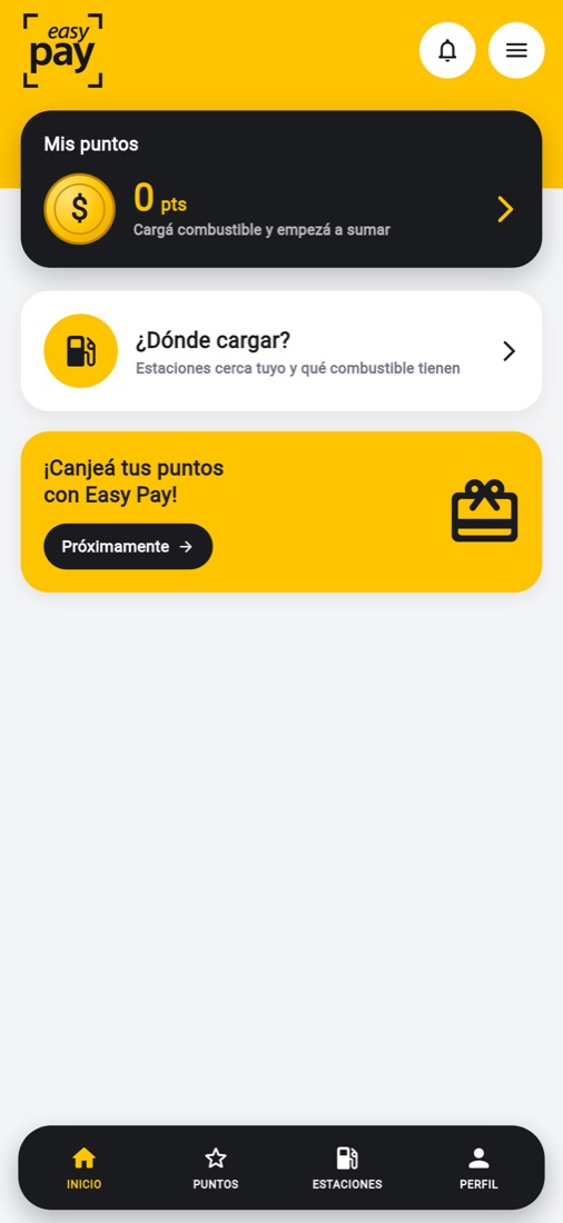 Pantalla de inicio